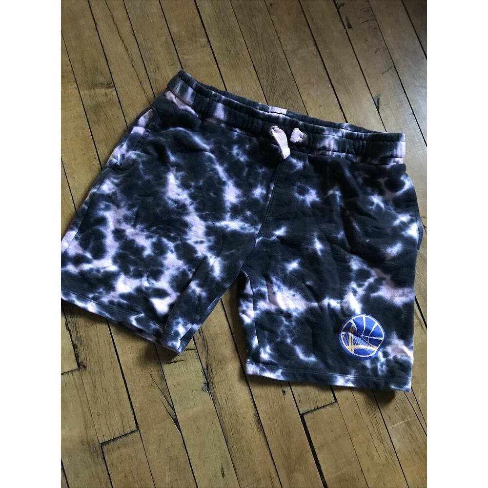 NBA Tie-Dye Black and Pink Shorts with Golden State Warriors Logo